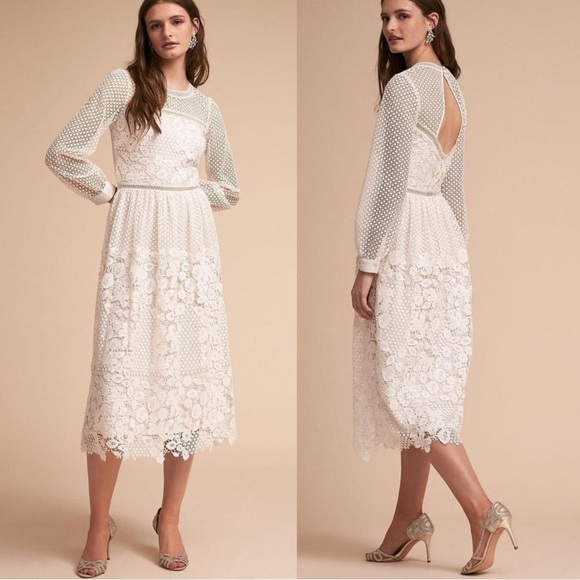 BHLDN Edina Guipure Lace Tea Length Midi Dress